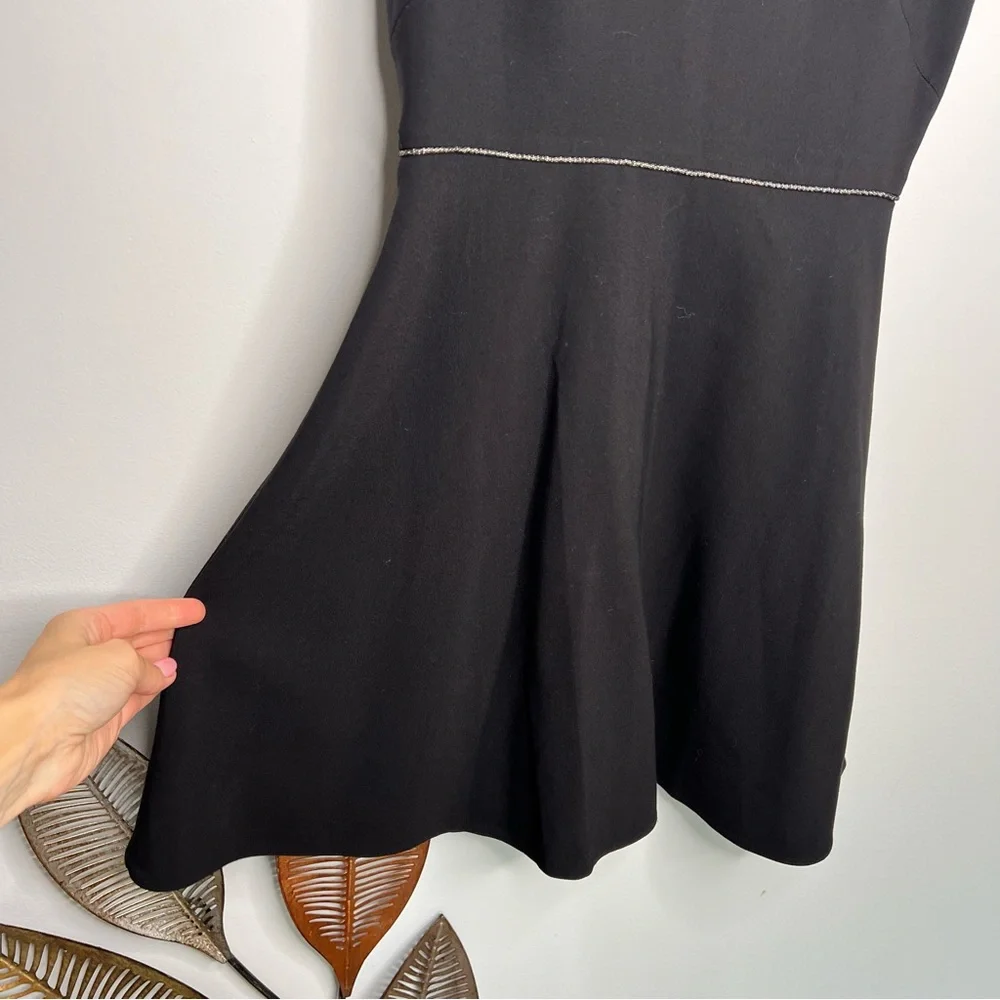 Halston Heritage Black Mini Fit & Flare Dress‎ Scoop Neck Tank Party B2